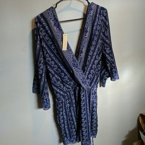 NWT Skies Are Blue Romper XL Blue & White